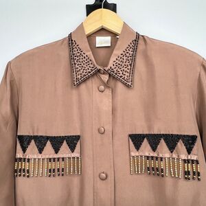 Vintage Apart 100% Silk Button Down Blouse Long Sleeve Size Medium